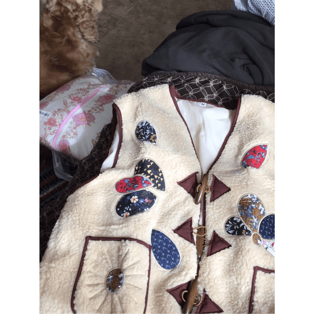 NEW! boho Faux teddy Sherpa embroidered vest - Picture 5 of 11